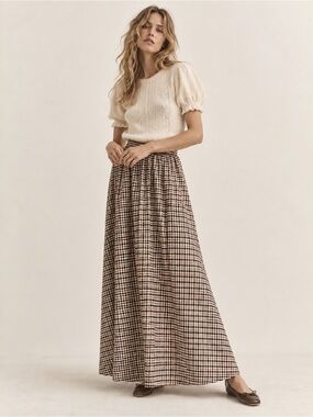 Rat Boi Dream Skirt Brown Black Gingham Plaid Maxi Cotton A-Line Skirt